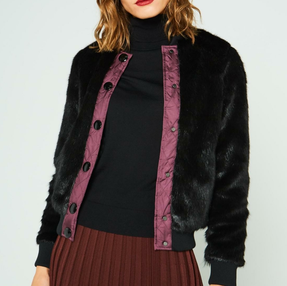 ✨HP🥂HUNTER Original Refined Faux Fur Bomber Jacket S
